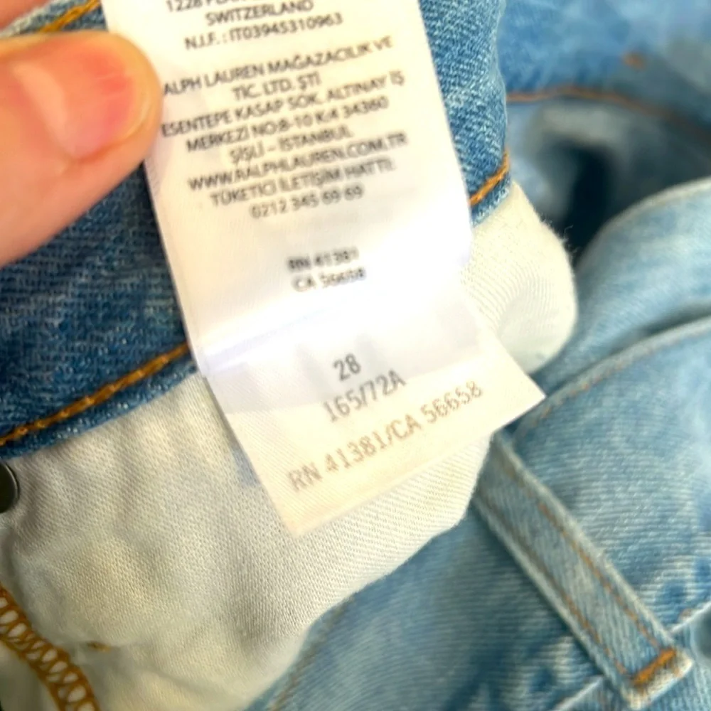 Polo Ralph Lauren for Europe Belted 4-pocket Distressed Denim Skirt (waist 35”)